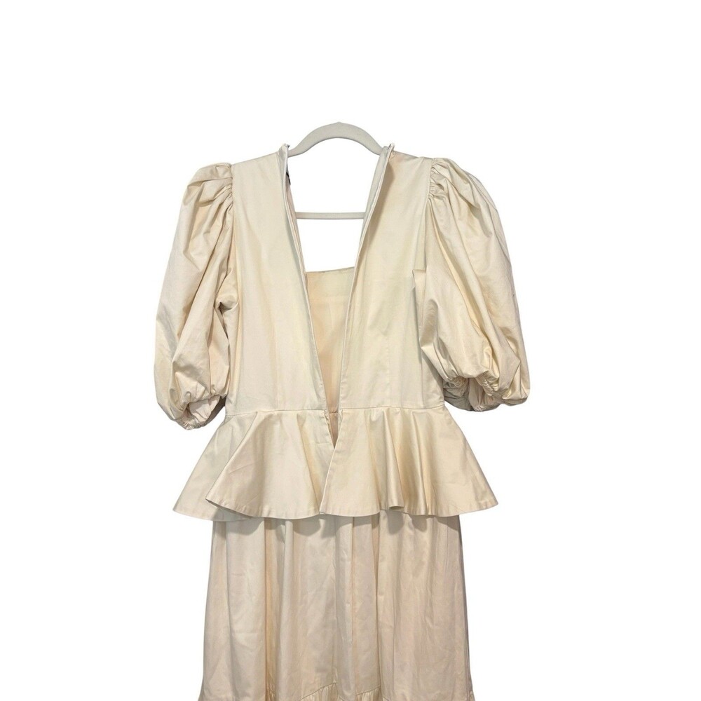 Hunter Bell Ivory Square Neck Puff Sleeve Backless Maxi Dress - Picture 9 of 12
